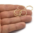 Gold Circle Rings, 24 Gold Lacquer Plated Brass Wavy Circle Rings, Charms (17x0.8x0.8mm) E189 Q0333