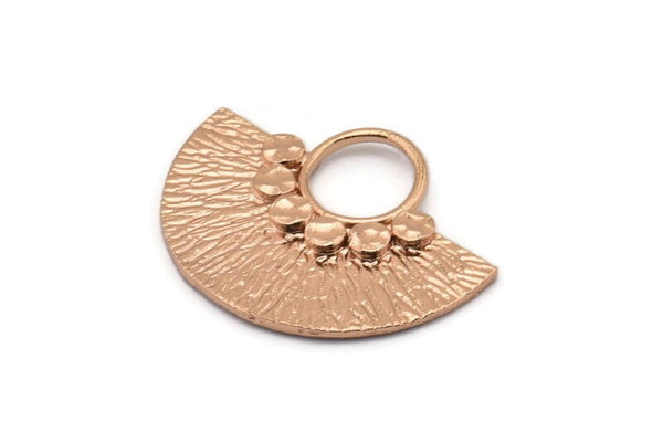 Semi Circle Pendant, 1 Rose Gold Plated Brass Semi Circle  Pendants (32x25mm) N0392 Q0025