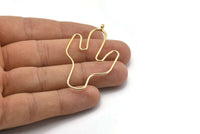Kaktüs Küpe Telleri, 2 Altın Lake Kaplamalı Pirinç Kaktüs Küpe Parçası, Mücevher Malzemeleri, Parçalar, Tılsımlar (54x31x1mm) Bs 1701 Q0216