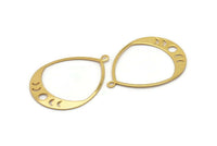 Gold Drop Charm, 2 Gold Plated Brass Moon Phases Charms With 1 Loop, Pendants (49x36x0.80mm) M1007 Q1048