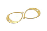 Gold Drop Charm, 2 Gold Plated Brass Moon Phases Charms With 1 Loop, Pendants (49x36x0.80mm) M1007 Q1048