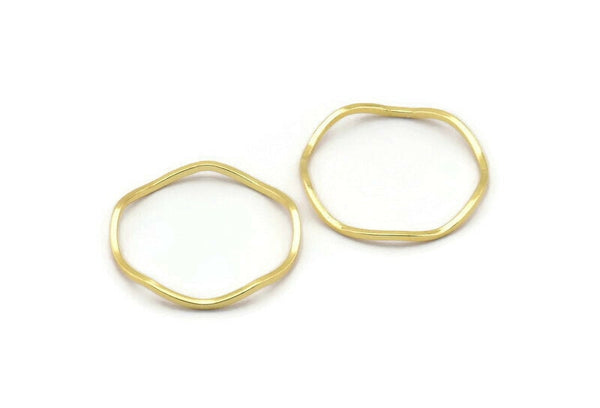 Gold Circle Rings, 24 Gold Plated Brass Wavy Circle Rings, Charms (19.5x0.8mm) BS 1806 Q0340
