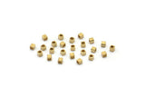 Tiny Square Cube, 200 Raw Brass Tiny Square Cube Space Beads (2mm) Brs 601-2 (b0072)