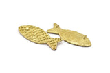 Brass Fish Pendant, 1 Raw Brass Fish Scale Textured Pendants, With 2 Loops (52x19mm) BS 2447