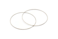 Silver Circle Connector, 24 Silver Tone Circle Connectors (60x0.80mm) BS 2412