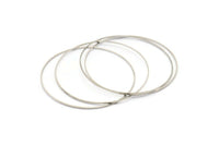 Silver Circle Connector, 24 Silver Tone Circle Connectors (60x0.80mm) BS 2412
