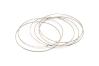 Silver Circle Connector, 24 Silver Tone Circle Connectors (70x0.80mm) BS 2411
