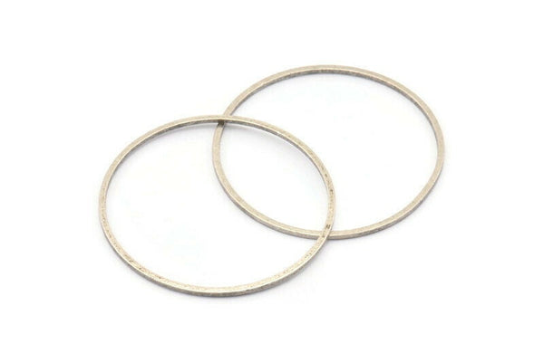 35mm Silver Rings - 24 Antique Silver Plated Brass Circle Connectors (35x1mm) Bs 1087 H0010