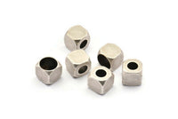 Silver Square Industrial Tube, 6 Antique Silver Plated Square Industrial Tube, Findings, Tube Beads (8x8mm) H0027
