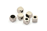 Silver Square Industrial Tube, 6 Antique Silver Plated Square Industrial Tube, Findings, Tube Beads (8x8mm) H0027