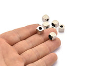 Silver Square Industrial Tube, 6 Antique Silver Plated Square Industrial Tube, Findings, Tube Beads (8x8mm) H0027