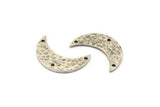 Hammered Moon Crescent Charm, 4 Antique Silver Plated Brass Hammered Moons with 3 Holes Pendant (25x9x1.2mm) N0386 H0036