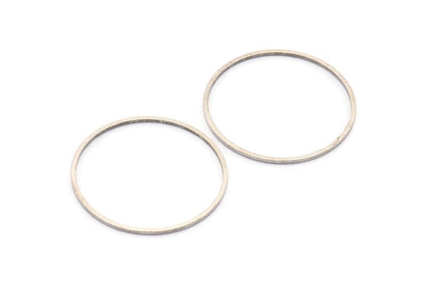 30mm Silver Rings - 12 Antique Silver Brass  Circle Connectors (30x1x1mm) BS 1089 H0009