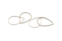 Silver Drop Ring, 12 Antique Silver Plated Brass Drop Connectors (32x22x1mm) Bs 1140 H0019