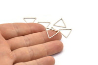 Brass Triangles, 25 Antique Silver Plated Brass Triangles (17x17x17mm) Bs-1123 H050