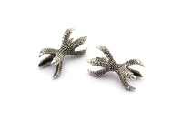 Dragon Claw Connector, 1 Antique Silver Plated Dragon Claw Connectors For 10mm Beads (23x11mm) N0085 H0141