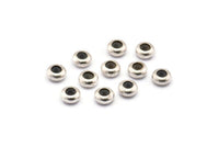 Silver Bead Keeper, 24 Antique Silver Plated Brass Bead Keeper, Silicone And Brass, Rondelle (6x3mm) Y067 H0098