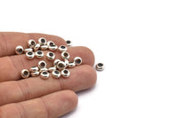 Silver Bead Keeper, 24 Antique Silver Plated Brass Bead Keeper, Silicone And Brass, Rondelle (6x3mm) Y067 H0098