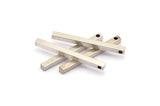 Tiny Necklace Bar, 12 Antique Silver Plated Brass Bars, Necklace, Earring Findings (2.5x2.5x30mm) D0236 H0094