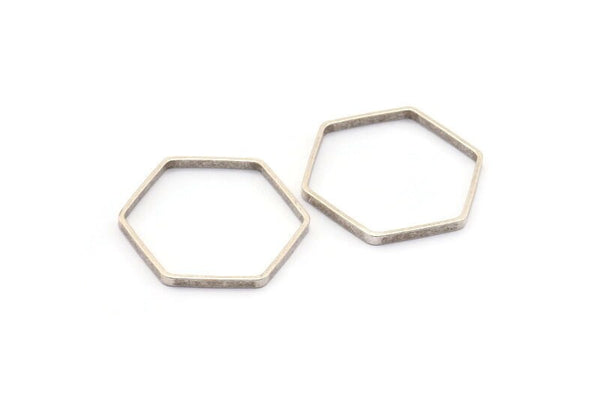 Antique Silver Hexagon Charm, 24 Antique Silver Plated Hexagon Ring Charms (25x0.8x2mm) Bs 1189 H0206