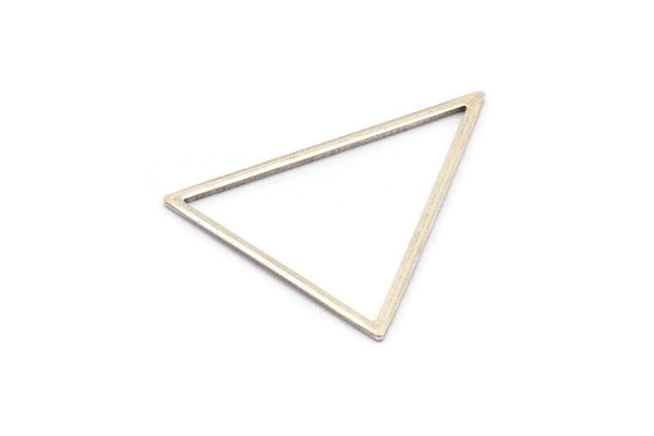 Antique Silver Blank Triangles, 3 Antique Silver Plated Brass Triangles (39x39x31mm) BS-1308 H0055