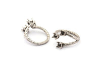 Adjustable Ring Settings - Antique Silver Plated Brass 4 Claw Ring Blanks - Pad Size 4mm N0323 H0123