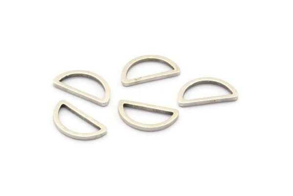 Silver Half Moon - 50 Antique Silver Plated Brass Open Semi Circle Connectors (6x11x0.8mm) D0007 H0061