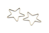Antique Silver Star Charm, 24 Antique Silver Plated Brass Open Star Charms (24x0.8x0.6mm) BS 1078 H0136