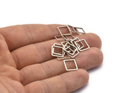 Square Connector, 25 Antique Silver Plated Brass Square Connectors (10x0.80mm) Bs-1116 H0058