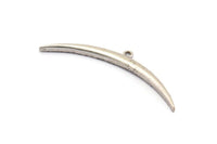 Brass Crescent Pendant, 2 Antique Silver Plated Brass Textured Wide Crescent Moon Necklace Pendants, Charms (54x4.5x2.7mm) N0523 H0065