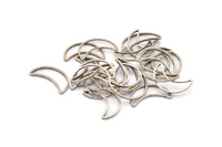 Antique Silver Moon, 25 Antique Silver Plated Brass Moons (15x8.5mm) Bs1163m D0150 H0070