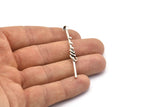 Brass Twisted Bar Pendant, 2 Antique Silver Plated Brass Textured Pendant with 1 Loop (55x2.2mm) N0362 H0048