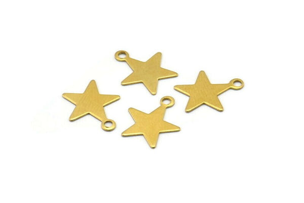 Brass Star Charm, 50 Raw Brass Star Charms,findings (14x12mm) A0263