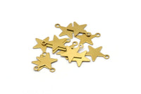 Brass Star Charm, 50 Raw Brass Star Charms,findings (14x12mm) A0263