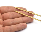 Long Brass Bar, 20 Raw Brass Bar Connectors With 2 Holes (70x3x1mm) Brc159--a0824