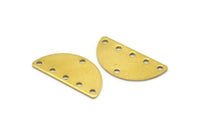 Brass Circle Blank, 24 Raw Brass Semi Circle Blanks With 6 Holes (25x12.5x0.80mm) A0876