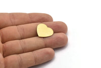 Brass Heart Blank, 12 Raw Brass Heart Stamping Blanks Without Holes (19x20x0.80mm) B0200