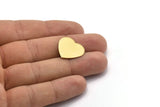 Brass Heart Blank, 12 Raw Brass Heart Stamping Blanks Without Holes (19x20x0.80mm) B0200