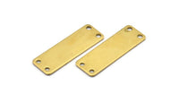 Brass Rectangle Connector, 12 Raw Brass Rectangle Stamping Blanks With 4 Holes, Connectors (30x10x0.80mm) B0096