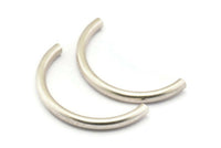 Antique Silver Noodle Tubes - 4 Antique Silver Plated Semi Circle Curved Tube Beads (4x45mm) D0264 H0223