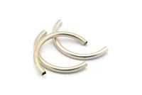 Antique Silver Noodle Tubes, 12 Antique Silver Plated Semi Circle Curved Tube Beads (3x35mm) D0263 H0222