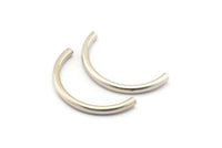 Antique Silver Noodle Tubes, 12 Antique Silver Plated Semi Circle Curved Tube Beads (3x35mm) D0263 H0222