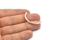 Antique Silver Noodle Tubes, 12 Antique Silver Plated Semi Circle Curved Tube Beads (3x35mm) D0263 H0222