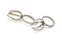 Claw Ring Settings - 5 Antique Silver Plated Brass Ring Blanks With 6 Claws For Natural Stones N0054 H0226