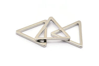Silver Triangle Charm - 6 Nickel Free Plated Triangle Charms (27x2mm) D0014 H0239