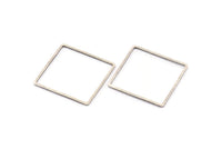 Silver Square Charm, 12 Antique Silver Plated Brass Square Connectors (25mm) Bs-1122 H0234