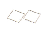 Silver Square Charm, 12 Antique Silver Plated Brass Square Connectors (25mm) Bs-1122 H0234