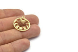 Moon Phases Charm, 4 Raw Brass Crescent Moon Phases Charms With 1 Loop, Pendants, Findings (25x22x2.2mm) N1633