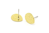 Brass Drop Earring, 6 Hammered Raw Brass Drop Stud Earrings (12x0.70mm) M01477 A2413