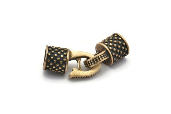 Leather Hook Caps, 2 Oxidized Bronze Leather Cord Ends, Hook Ends for 5mm Leather Cord (17x14x8mm) N0311 N0572